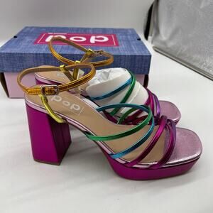 Pop Womens Kallie Heeled Sandals Pink Fuschia Multicolor Size 9.5M